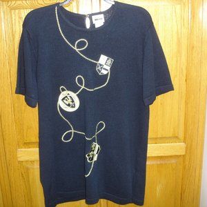 LESLIE FAY LONG PULLOVER SWEATER SIZE XL(18) NAVY